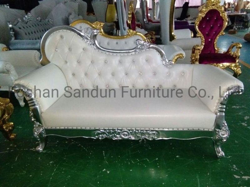 5 Years Guarantee Time Golden Frame Solid Wood Wedding Throne Sofa