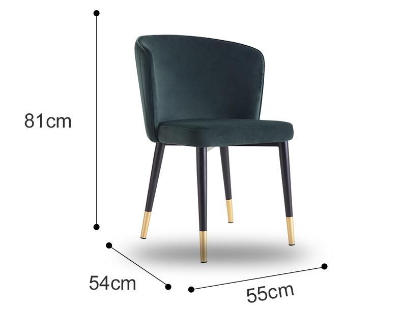 Hot Selling Home Dining Furniture Restaurant Chair Velvet Dining Chairs with Metal Legs