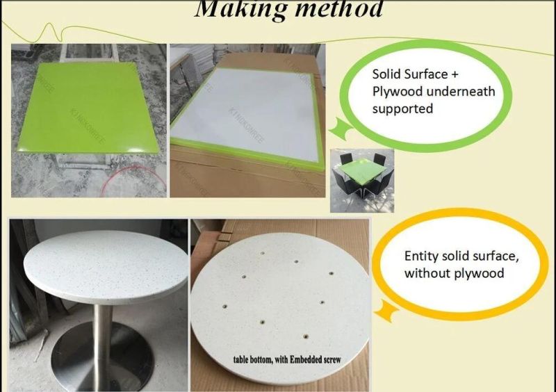 Restaurant Solid Surface Dining Table Acrylic Table Top