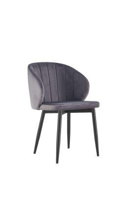 Popular Restaurant Chair Comfortable Back Velvet Fabric Metal Dining Chair