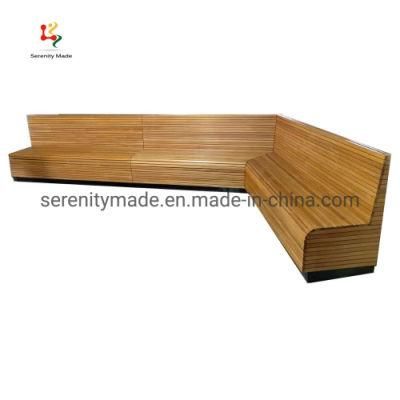 Modern Style Wooden Bamboo Chip Stripe Restaurant Booth Seating