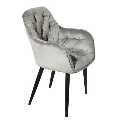 Wholesale Modern Home Dinner Furmiture Metal Legs Velvet Fabric Dining Chairs