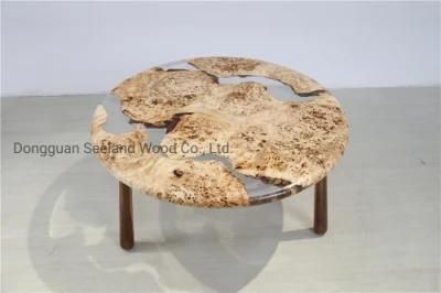 Custom Size Poplar Burl Coffee Table for Luxury Furniture