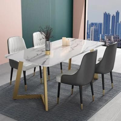 Modern Marble Top Rectangle Dining Table with Dining Chair