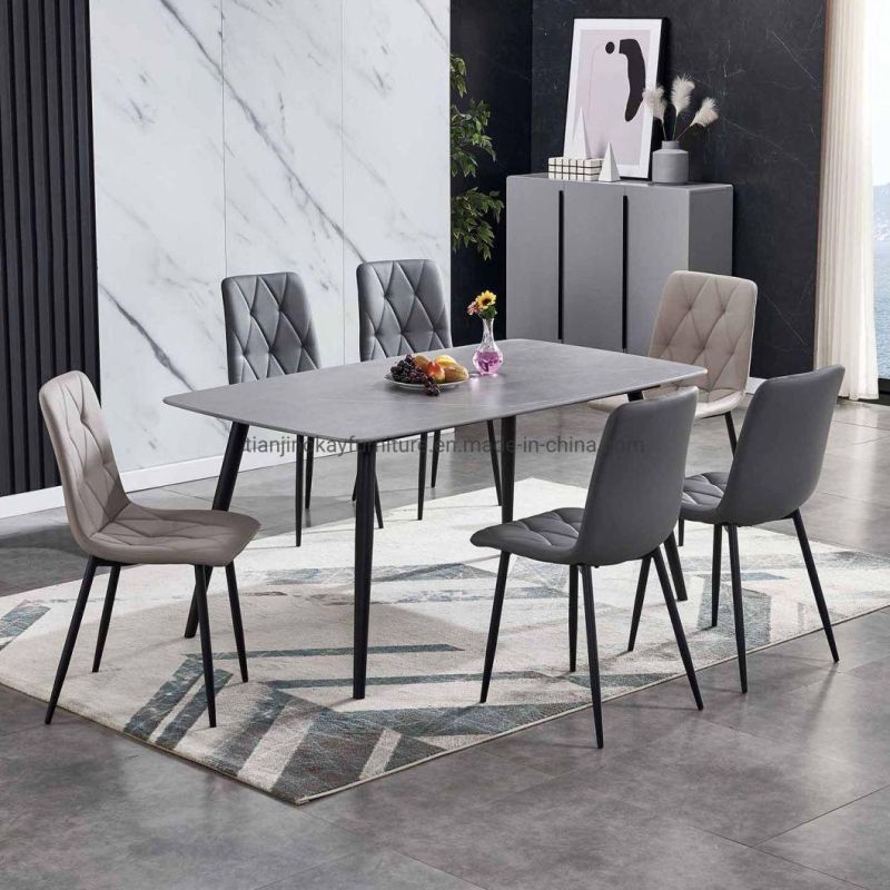 Hot Selling Furniture Restaurant Sintered Stone Marble Top Dining Table Rectangular Dining Table White Marble Ceramic Top Dining Table