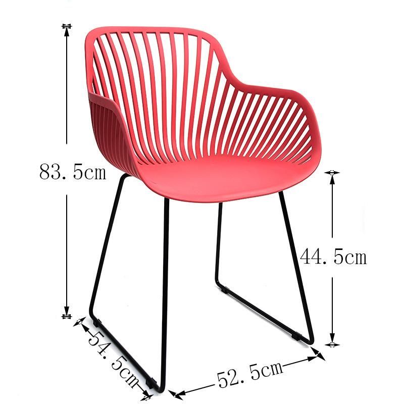 Hot Selling High Quality PP Plastic Seat with Metal Frame Legs Outdoor Dining Chair with Arms