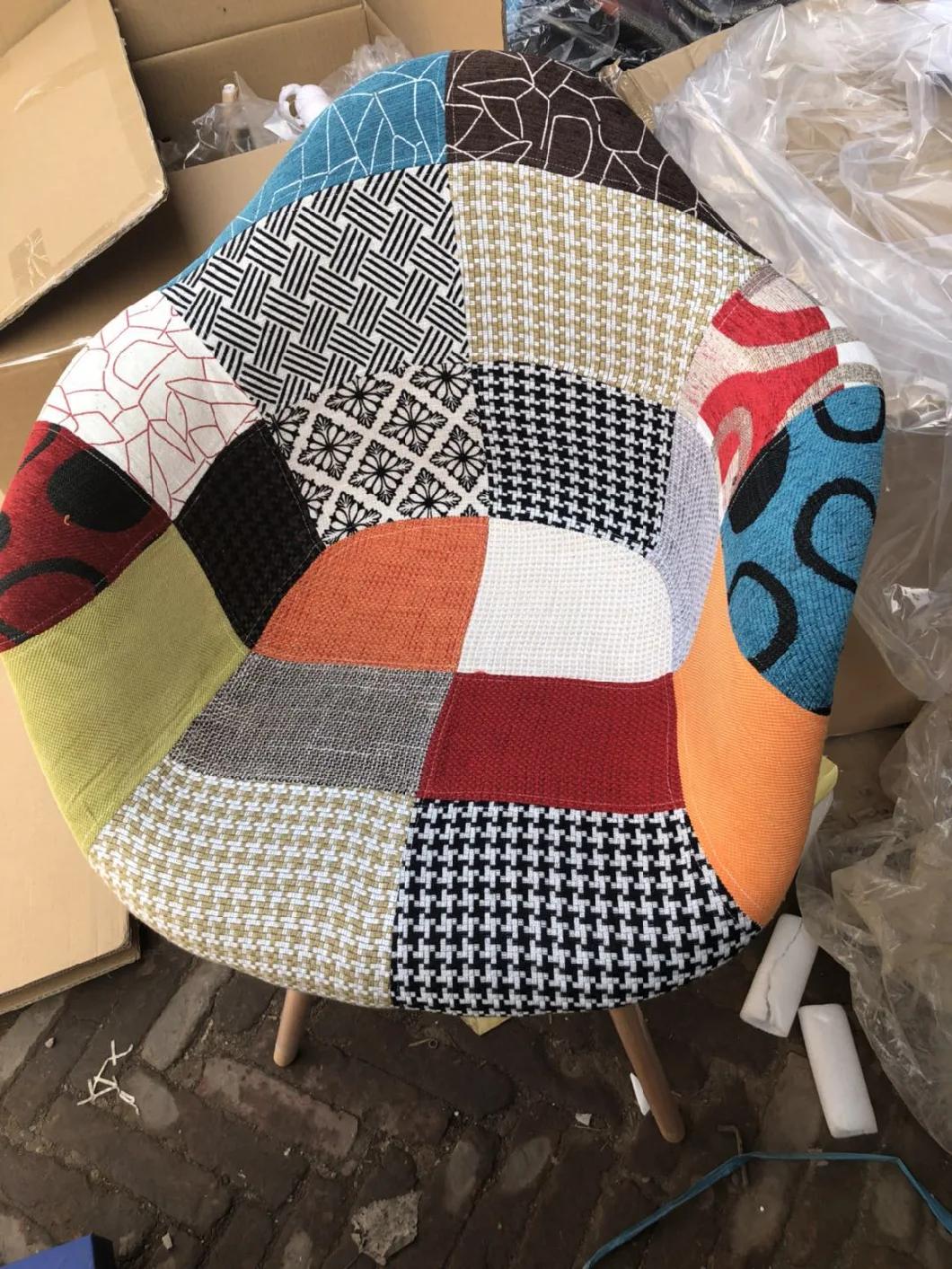 Wholesale Price Modern Dsw Fabric Chair French Style Patchwork Dining Chair with Armrest