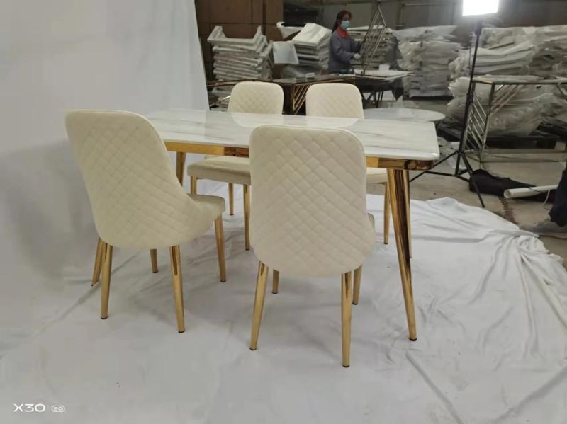 Modern Casual Household Marble Dining Table with Chairs