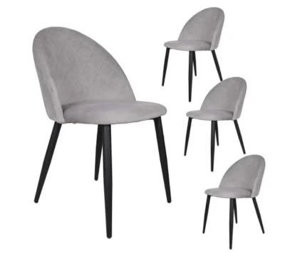 Cheap Price Factory Wholesale Home Furniture Metal Legs Gray Fabric Velvet Dining Room Chair Price