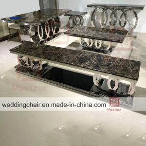 Luxury Audi Shape Metal Frame Marble Dining Table Set