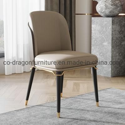 Home Furniture High Back Wooden Frame Dining Chair with Leather