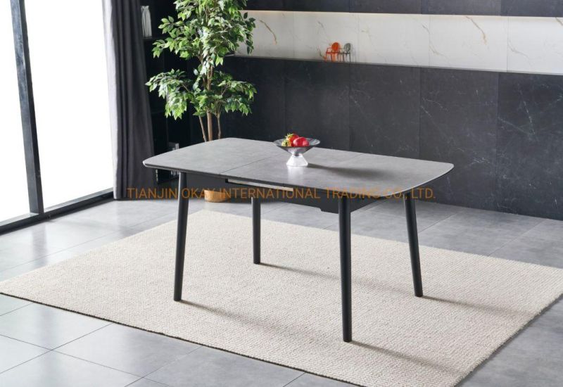 Modern Design Sintered Stone Extendable Home Dining Table