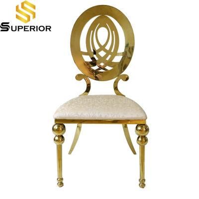 Wedding Banquet Furniture Gold Metal Round Back Flower Hotel Chairs