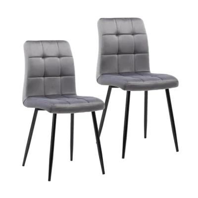 Factory Price Modern Furniture Fabric Dining Chair Black Metal Leg Chair for Dining Room