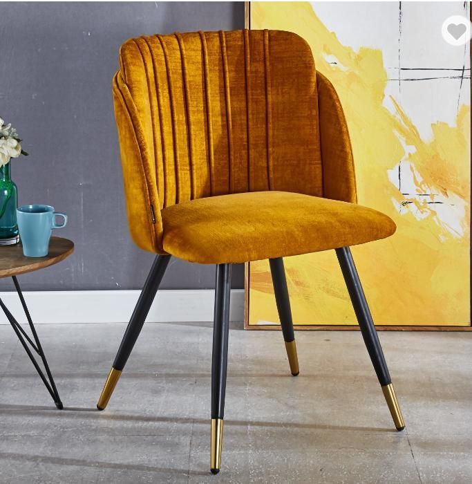 Modern Home Furniture Dining Room Chair and Table Sets Metal Gold Leg Velvet Fabric Elegant