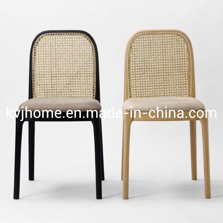 Kvj-9037b Wholesale Black Rattan Wooden Dining Chair