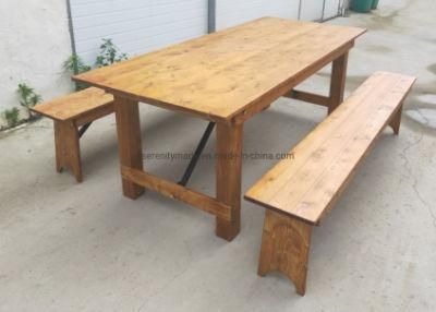 Commercial Event Furniture Folding Big Rectangle Solid Wood Dining Tables Set