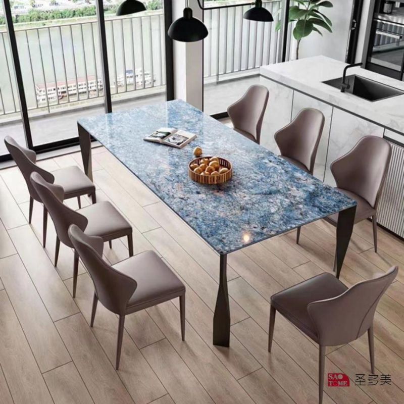 Italian Style Design Extendable Dining Table Metal Slate Dining Table