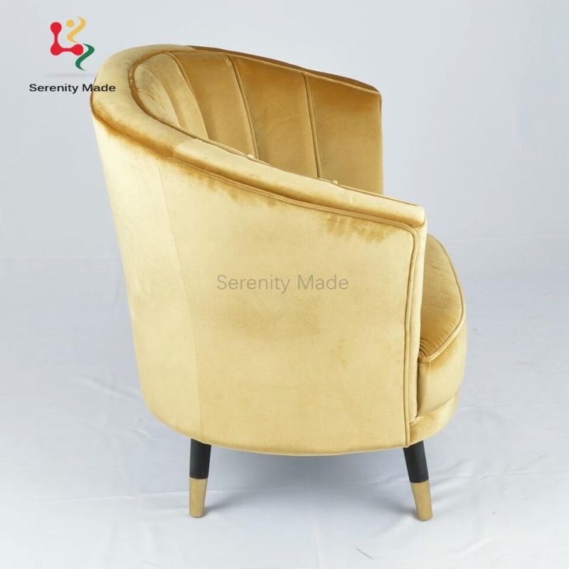 High Quality Accent Fabric Gold Lounge Restaurant Dining Armchair