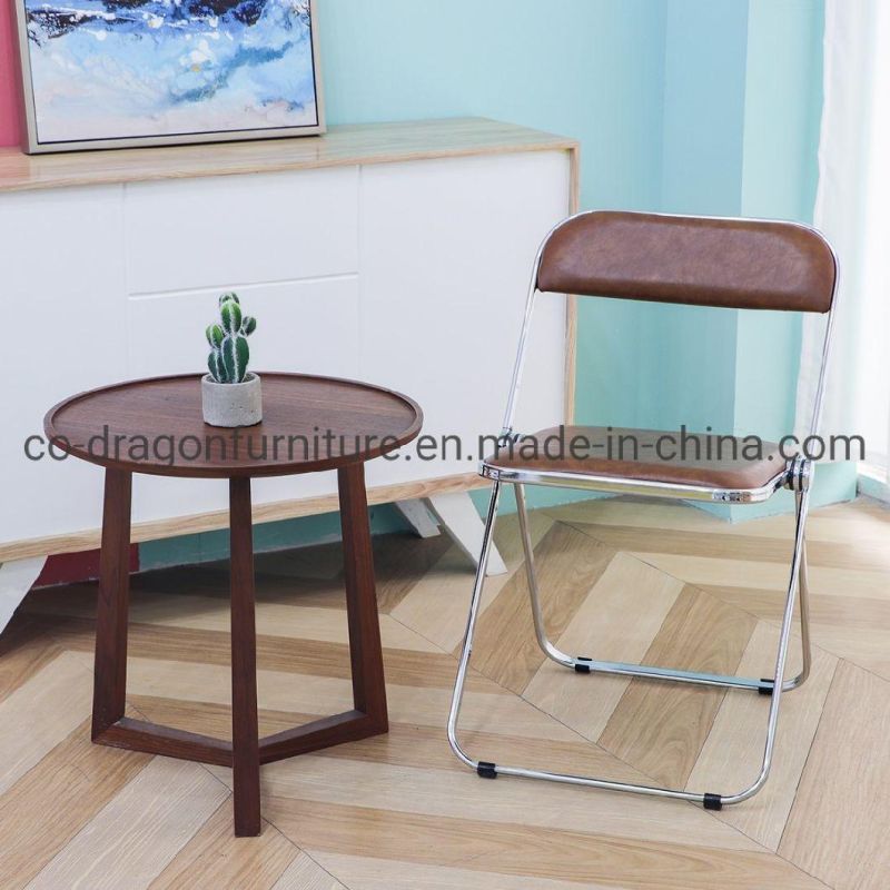 Home Furniture Metal Frame Folding Dining Chair with Leather