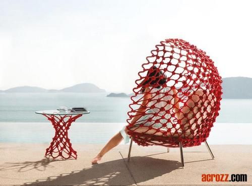 Factory Dragnet Lounge Chair Direct Sale New Outdoor Hand-Woven Solid Chair Luxury Modern Garden Sofa Egg Shape Indoor