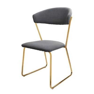 Wholesale Dining Furniture Gold Chrome Iron Legs Dining Chair Velvet Fabric Chair