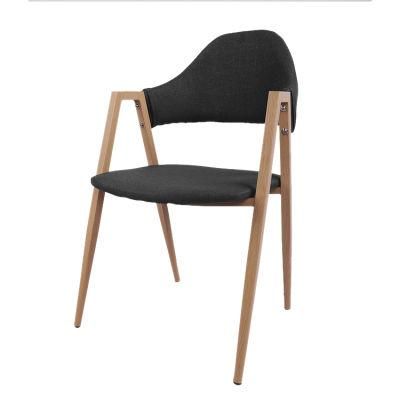 Wholesale Dining Furniture PVC Heat Transfer Wooden Design Chair Black Fabric Dining Chair