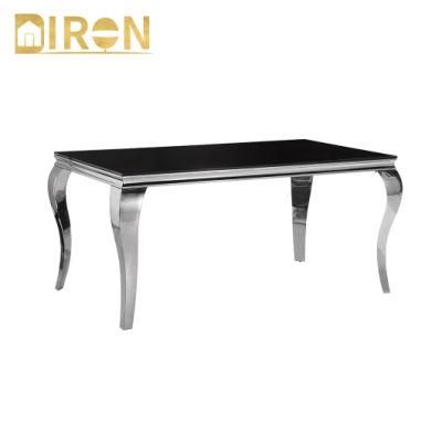 New Design Household Stainless Steel Base Glass Marble Top Dining Table