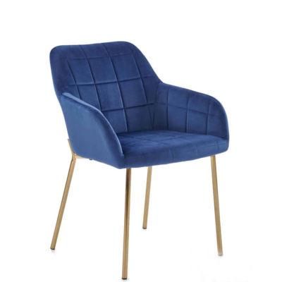 Nordic Velvet Modern Living Room Arm Chair with Metal Legs