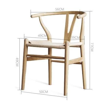 Solid Wood Frame in Natural Wood Color, Rope Seat Armchair