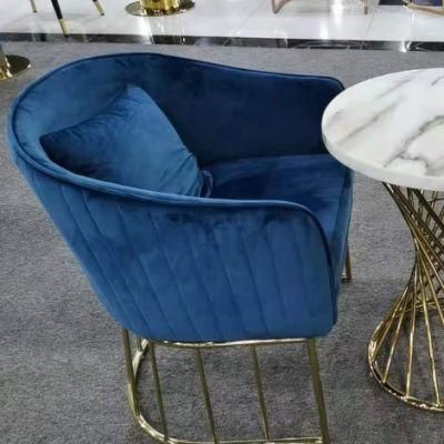 Customized Color Chair Velvet Leisure Dining Chairs with Metallic Legs