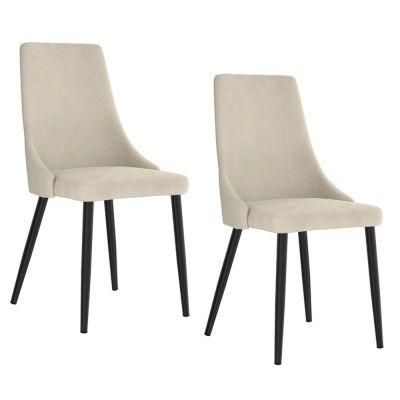 Twolf Home Furniture Coffee Hotel Luxury Upholstered Soft Back Velvet Fabric Dining Chair with Metal Legs