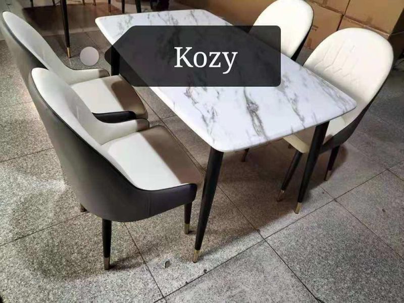 Optional Marble Pattern Light Luxury Open Style Modern Metal Dining Table