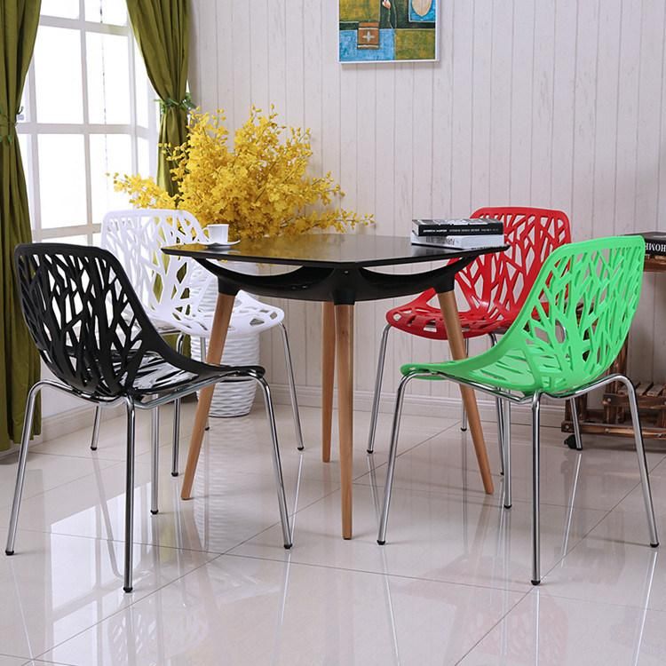 Stackable Cross Back Chair Dining Chair Chrome Legs Famous Design Plastic Chair