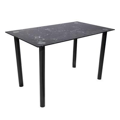 8mm Tempered Glass Spraying Metal Leg Dining Room Furniture Dining Table