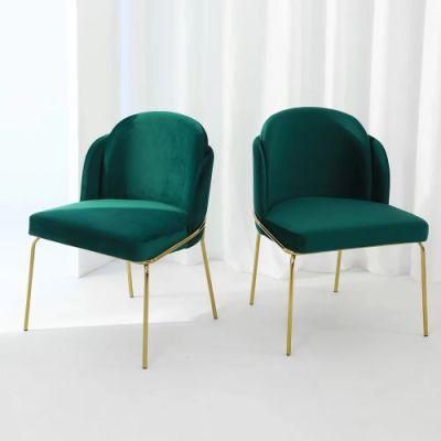 Luxury Velvet Gold Chrome Metal Leg Dining Chair