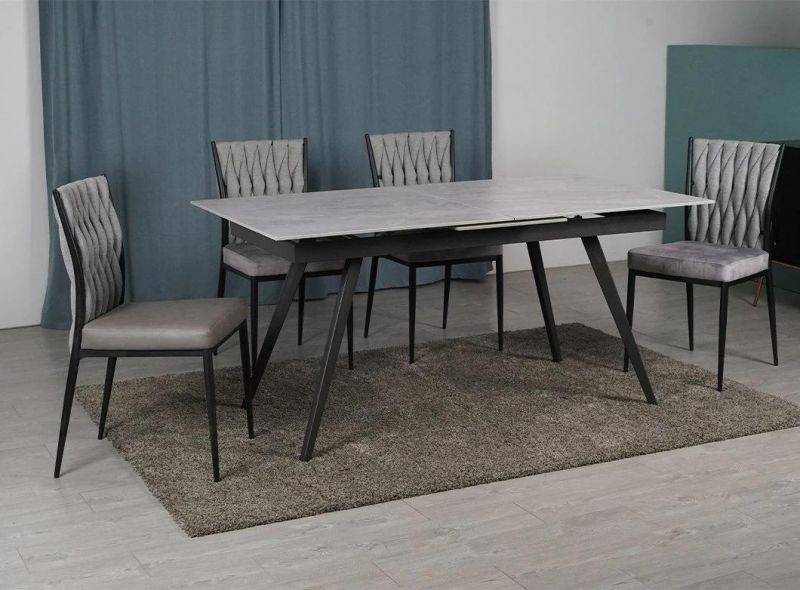 Dining Room Furniture Marble Dining Table Stainless Steel Extendable Dining Table