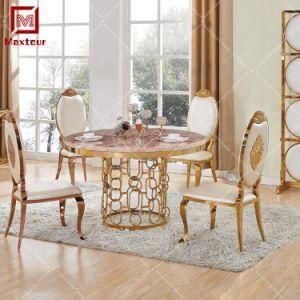 Living Room Furniture Stainless Steel Marble Dining Table for Wedding