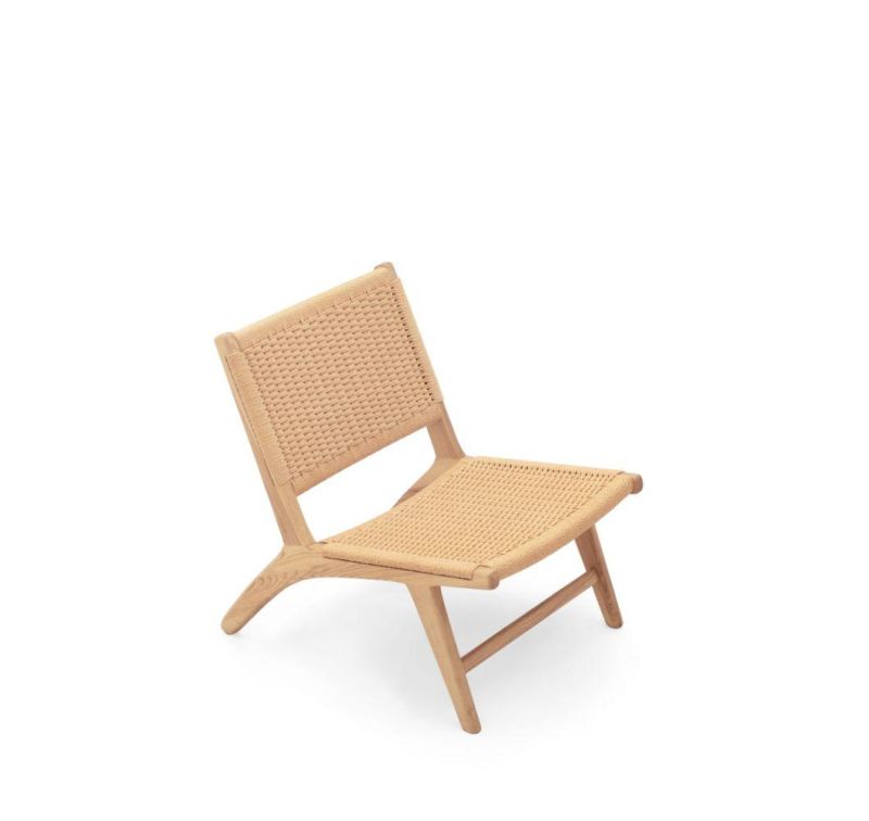 Modern Outdoor Restaurant Rattan Frame Leisure Dining Armchair with Wooden Legs