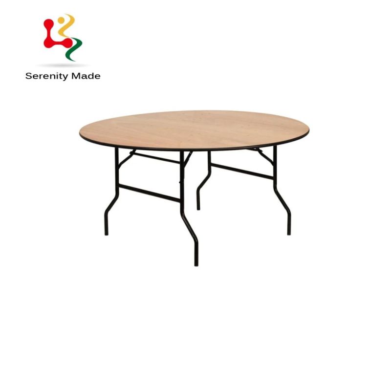 Modern Restaurant Furniture Round Wooden Top Metal Base Dining Tables