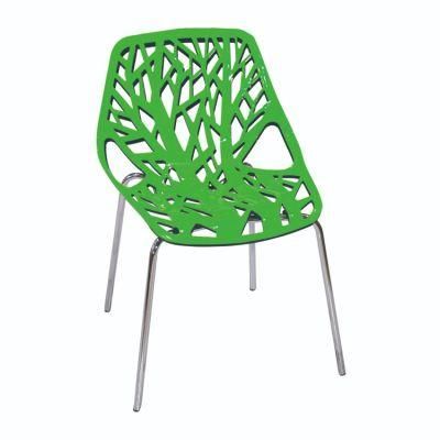 Nordic Restaurant Supermaket Hotel Metal Leg Plastic Meeting Room Chair Hollow Back Stacking Leisure Dining Chair