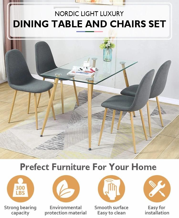 Luxuary Glass Dining Dining Table and Chairs Set 2 4 6 8 Chairs Glass Top Modern Round Tempered Glass Dining Dining Table Set