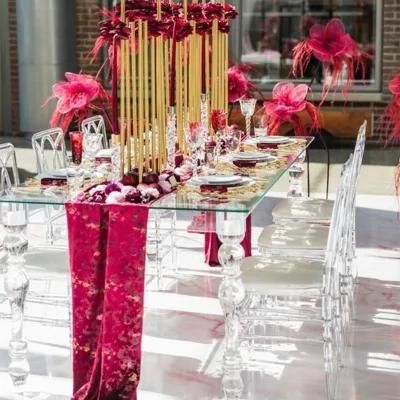 Glass Transparency Rectangular Modern Design Wedding Acrylic Banquet Clear Dining Table with Leg for Wedding