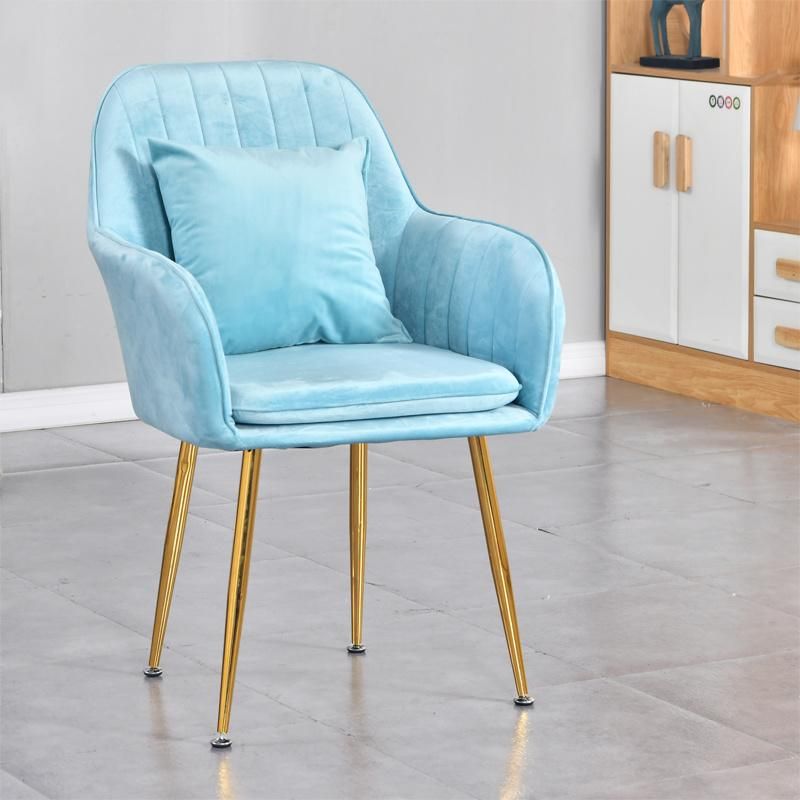 Nordic Simple Chair Dresser Chair Modern Dining Chair Backrest Soft Leather Velver Chair for Make-up