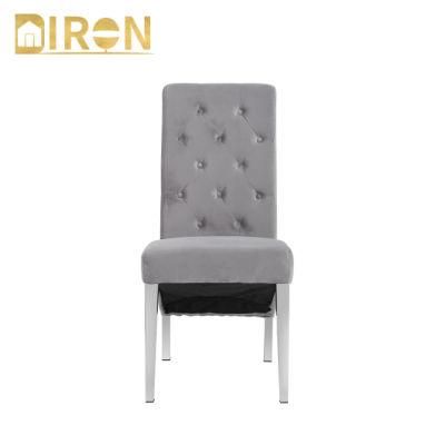 Modern European Style Design Stainless Steel Velvet Upholstered Dining Chair