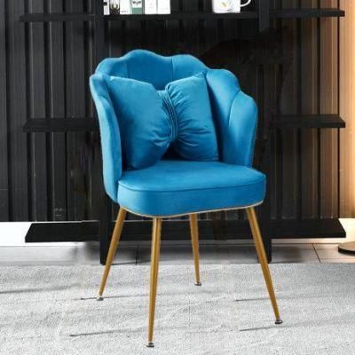 Wholesale Modern Luxury Fashion Colorful Classic Soft Velvet Fabric Upholstery Dining Chair with Metal Leg