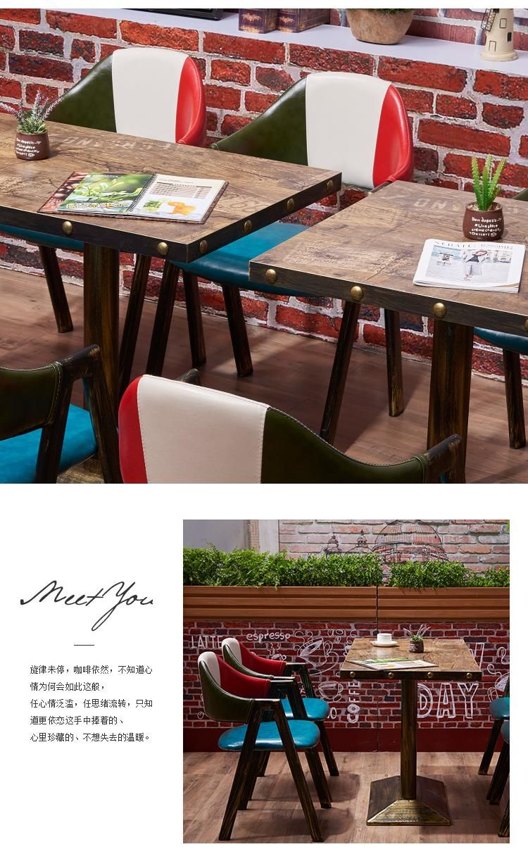 High Quality Retro Treatment Round Shape Wooden Western Restaurant Dining Table for Sale Furniture for Coffee Shop Cafe