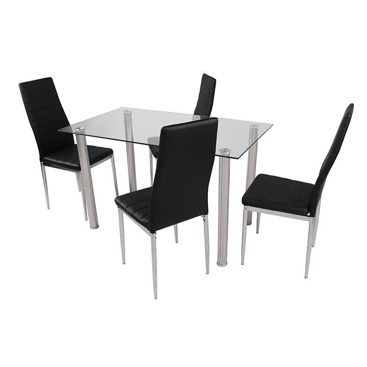 Hot Selling Furniture Tempered Glass with Chairs Dining Table Set