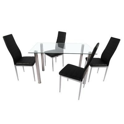 Hot Selling Furniture Tempered Glass with Chairs Dining Table Set