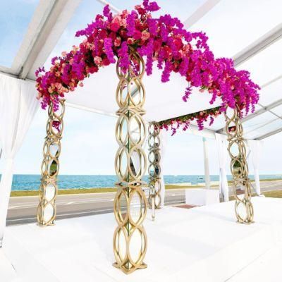 Commercial Furniture Supplier Golden Wedding Archstainless Steel Frame Banquet Eevnt Party